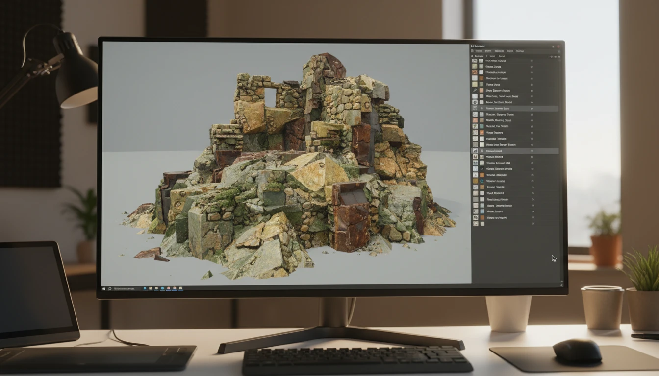 A vertex-colored PLY scan imported in Unity with colors intact via COLLADA