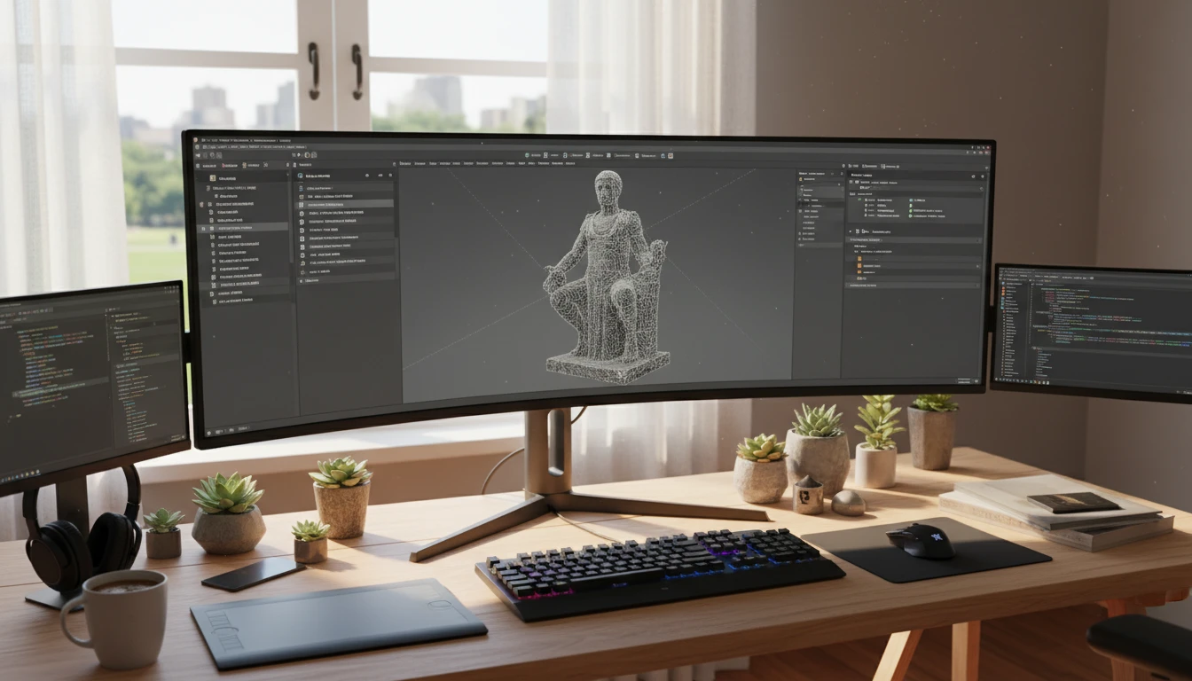A COLLADA file from a PLY scan loaded in Unity for a real-time scene