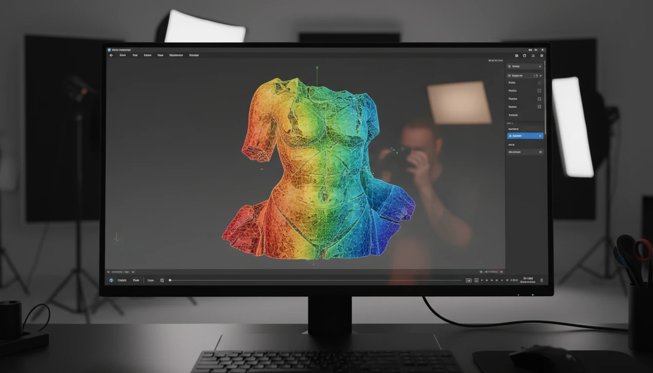 A vertex-colored PLY scan converted to GLB with correct normals in a web viewer