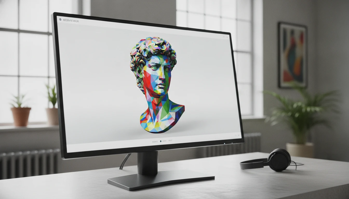 A colorful vertex-colored photogrammetry mesh in a GLTF viewer