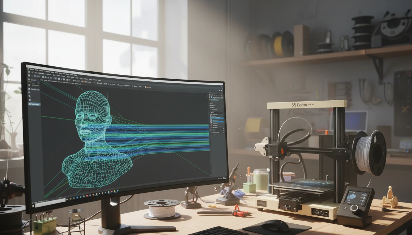 A PLY scan mesh converted to STL and opened in a slicer application