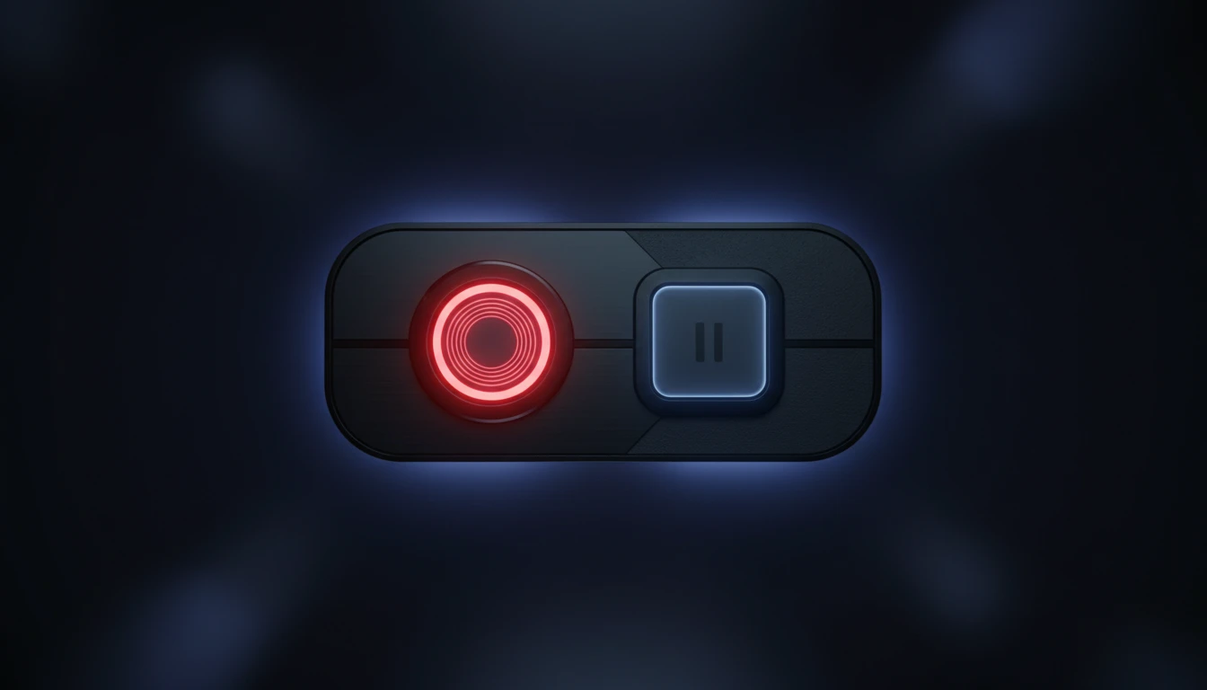 Recording controls panel with pause, resume and auto-save options