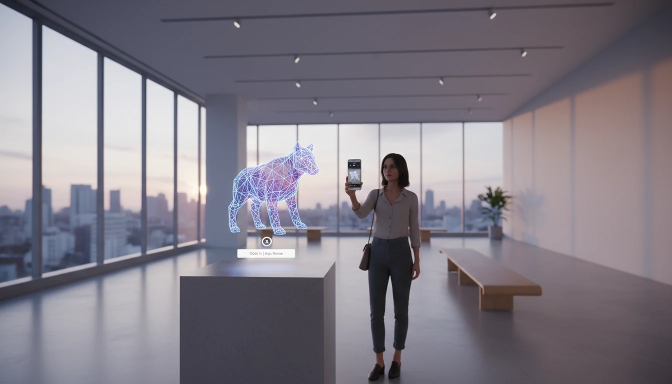 A GLB model displayed in Apple AR Quick Look on an iPhone