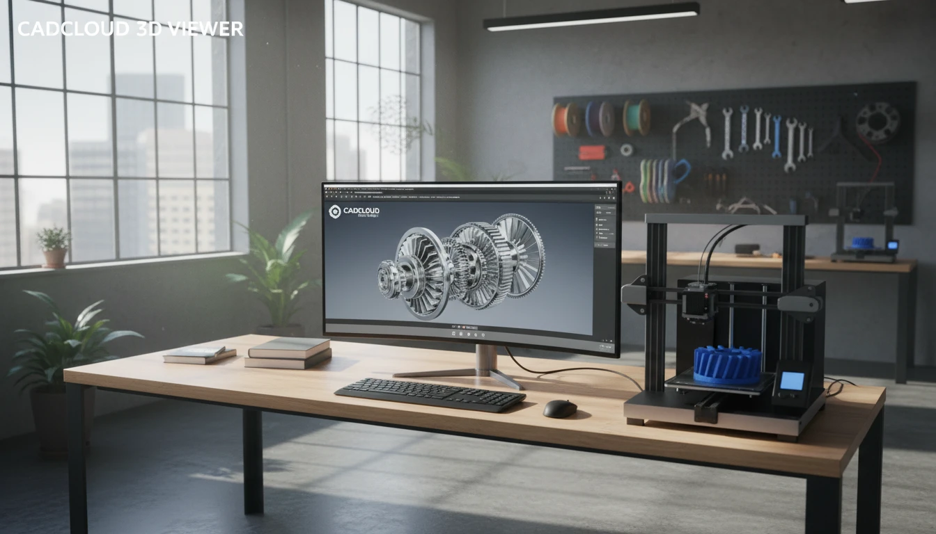 A mechanical STL model displayed in a browser-based 3D viewer