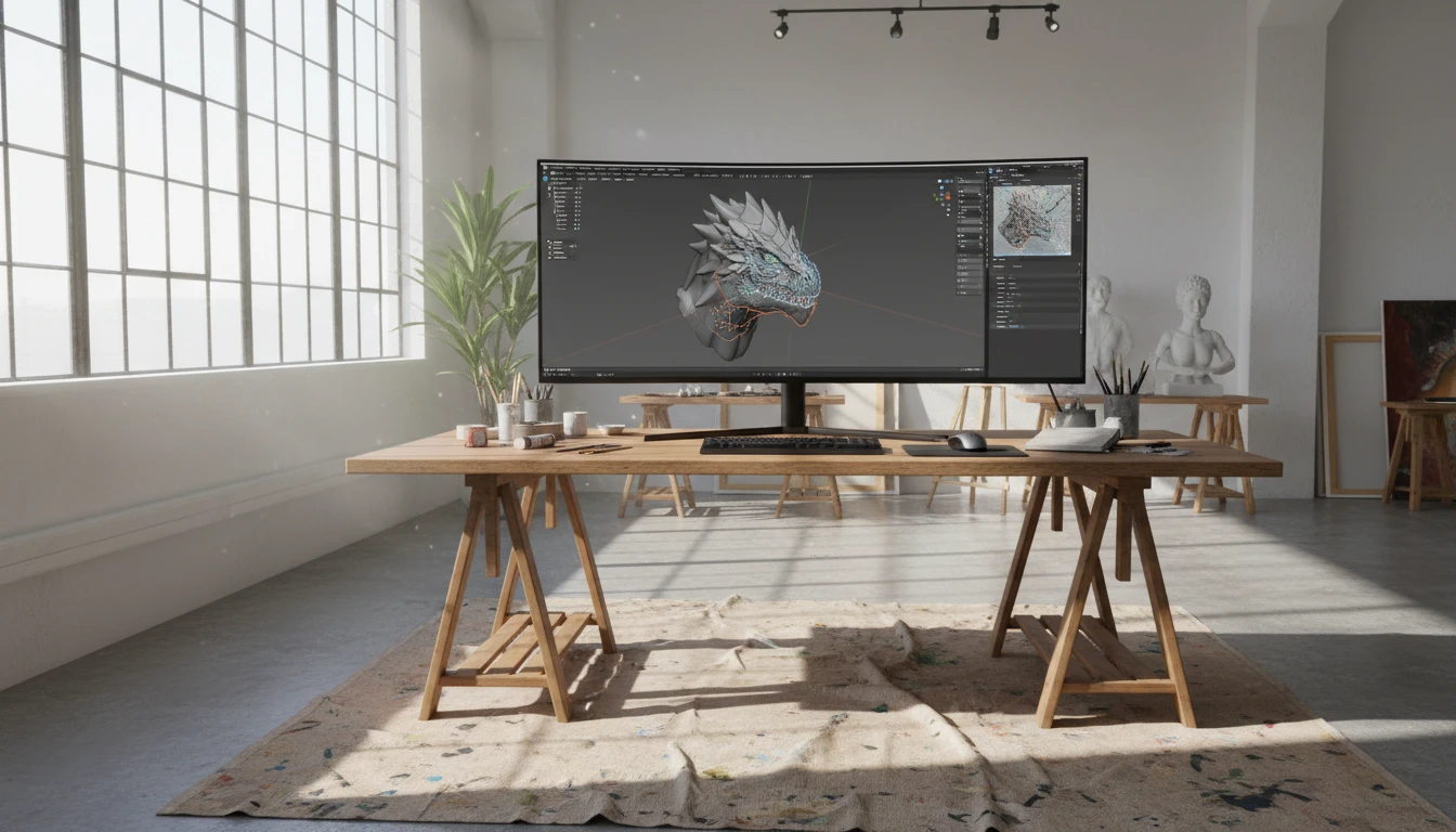 An STL model converted to OBJ and opened in Blender for editing