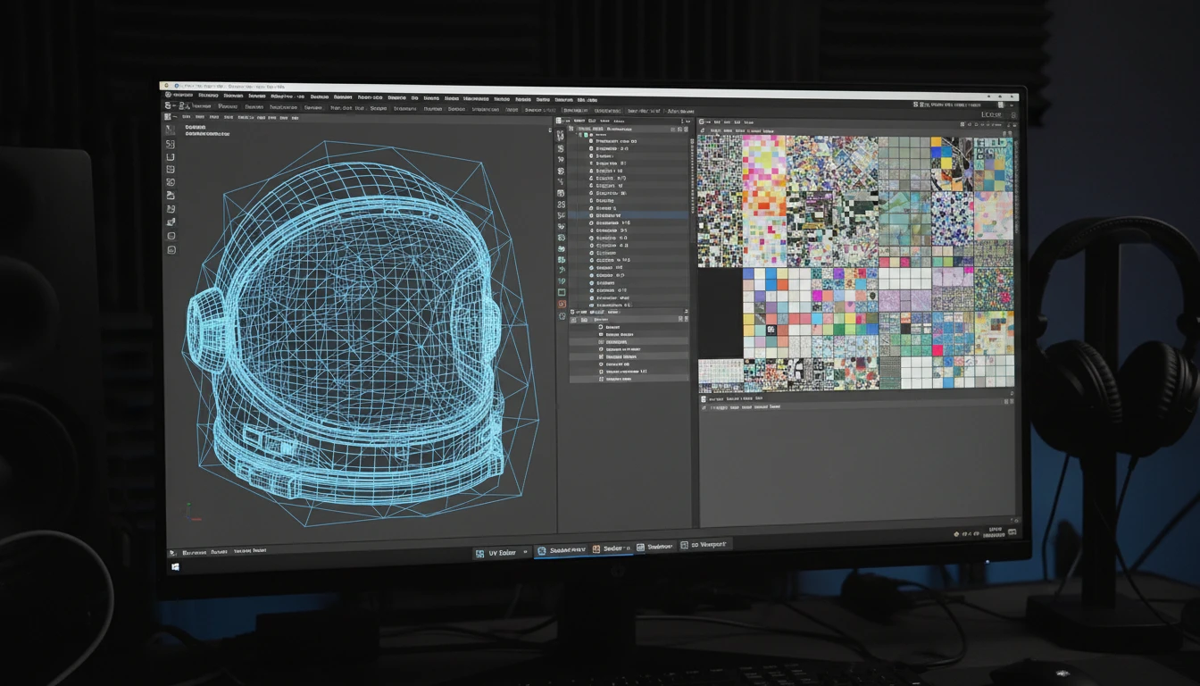 An OBJ model with UV layout and texture in Blender