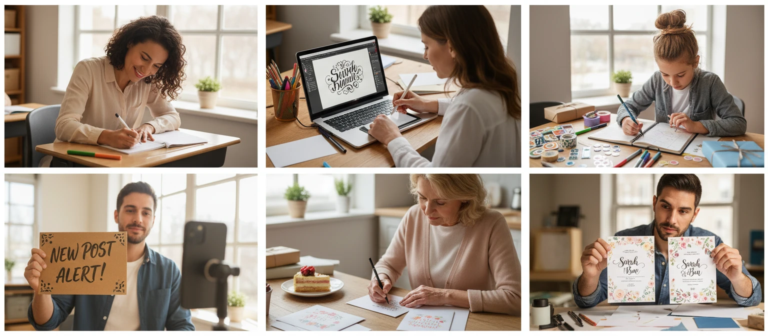 People creating personalized handwritten-style content