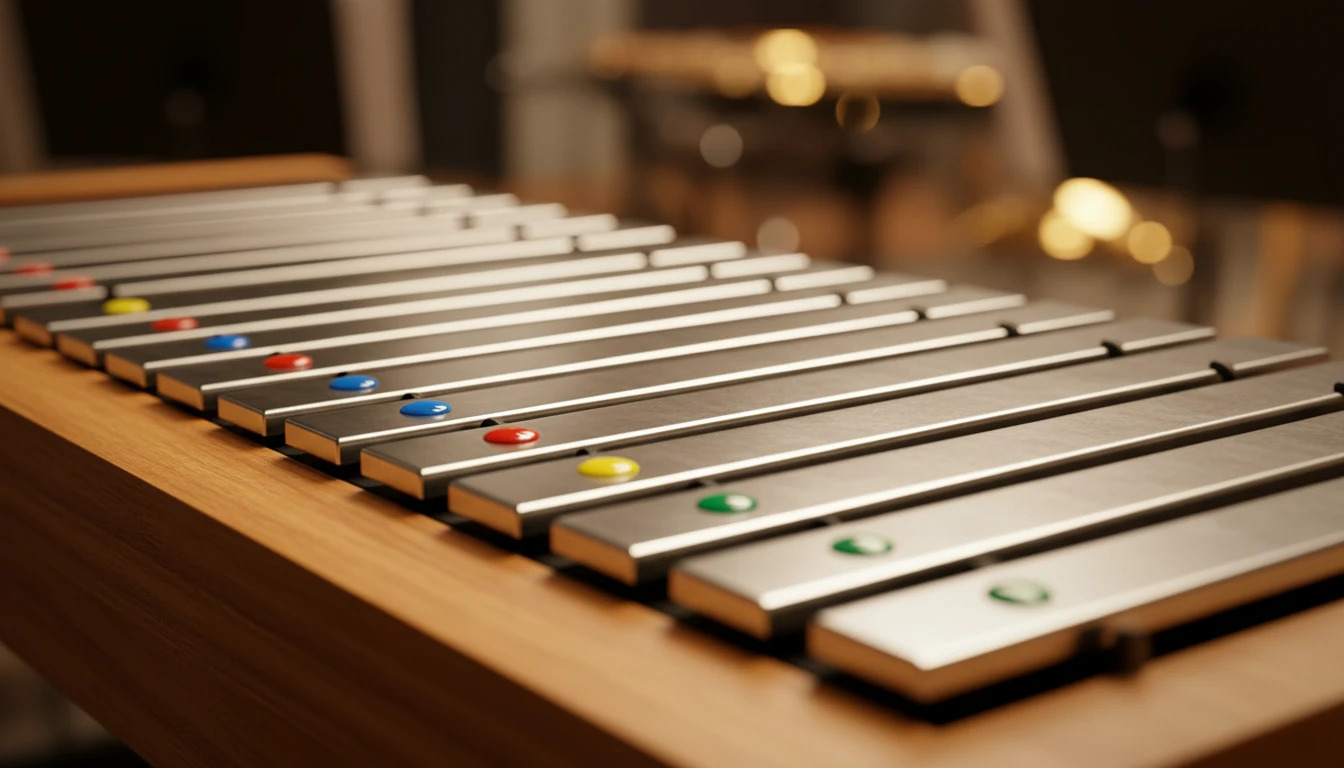 Glockenspiel bars with marked notes