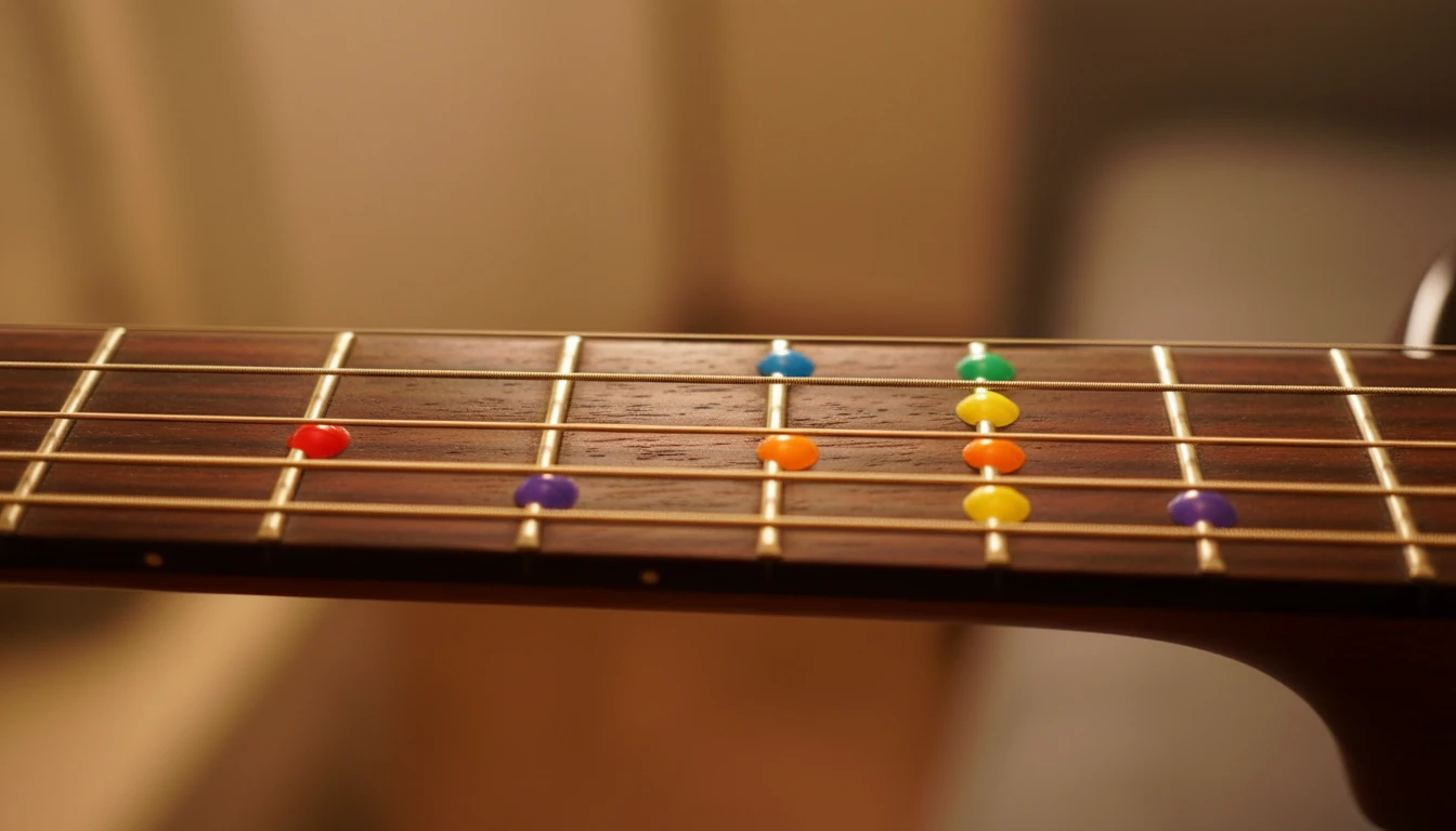 Guitar chord marked on a fretboard diagram
