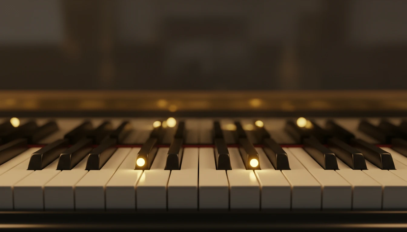 Piano chord highlighted with markers