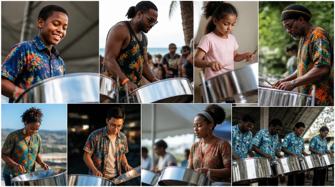 People with a steelpan
