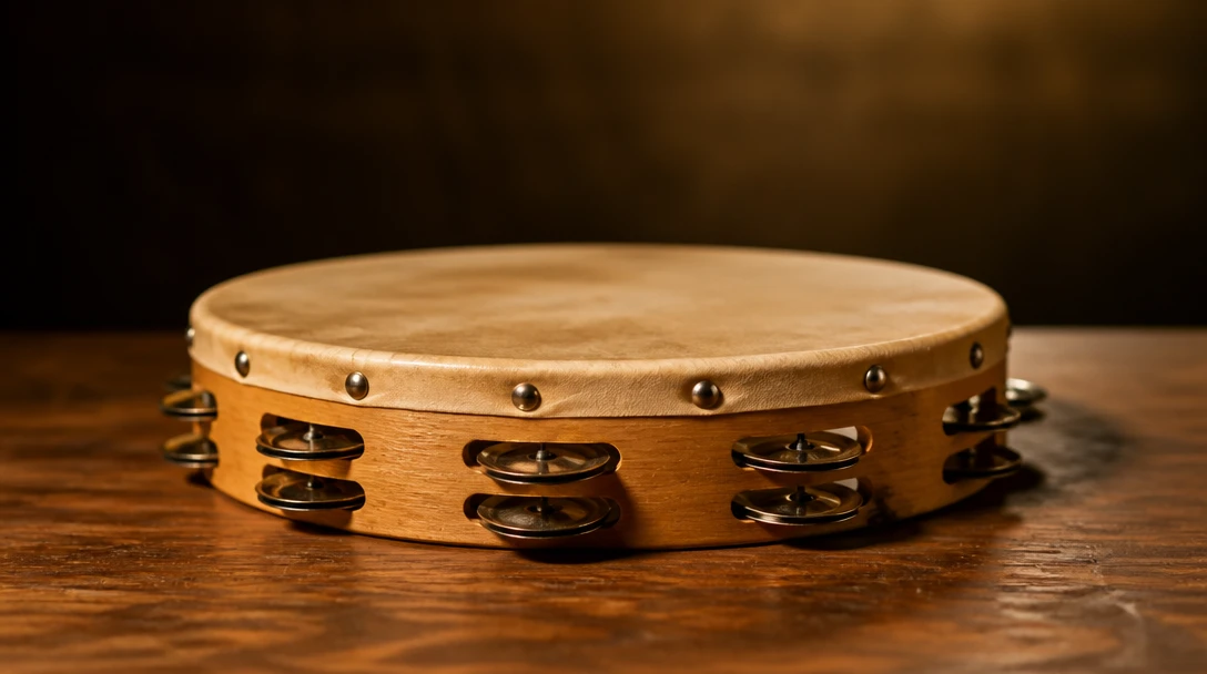 Tambourine in a studio