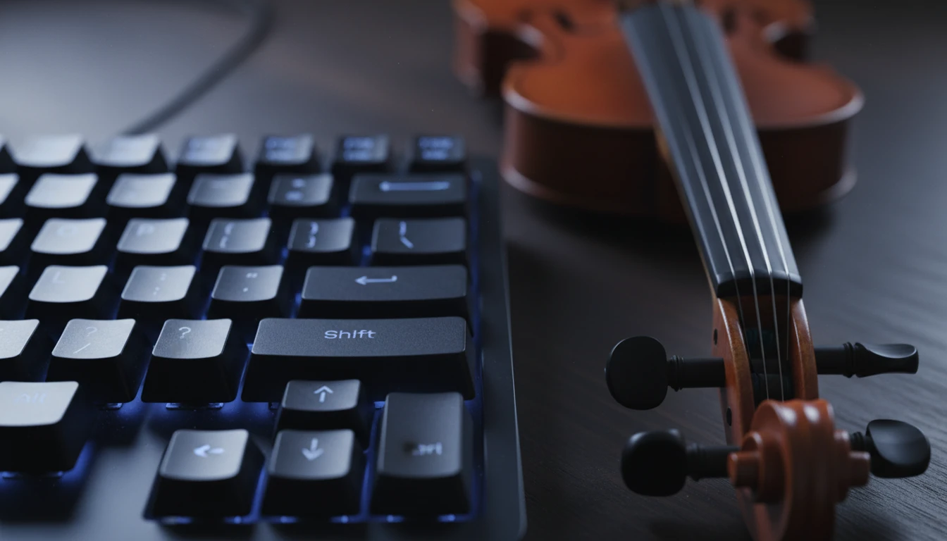 Computer keyboard mapped to violin strings