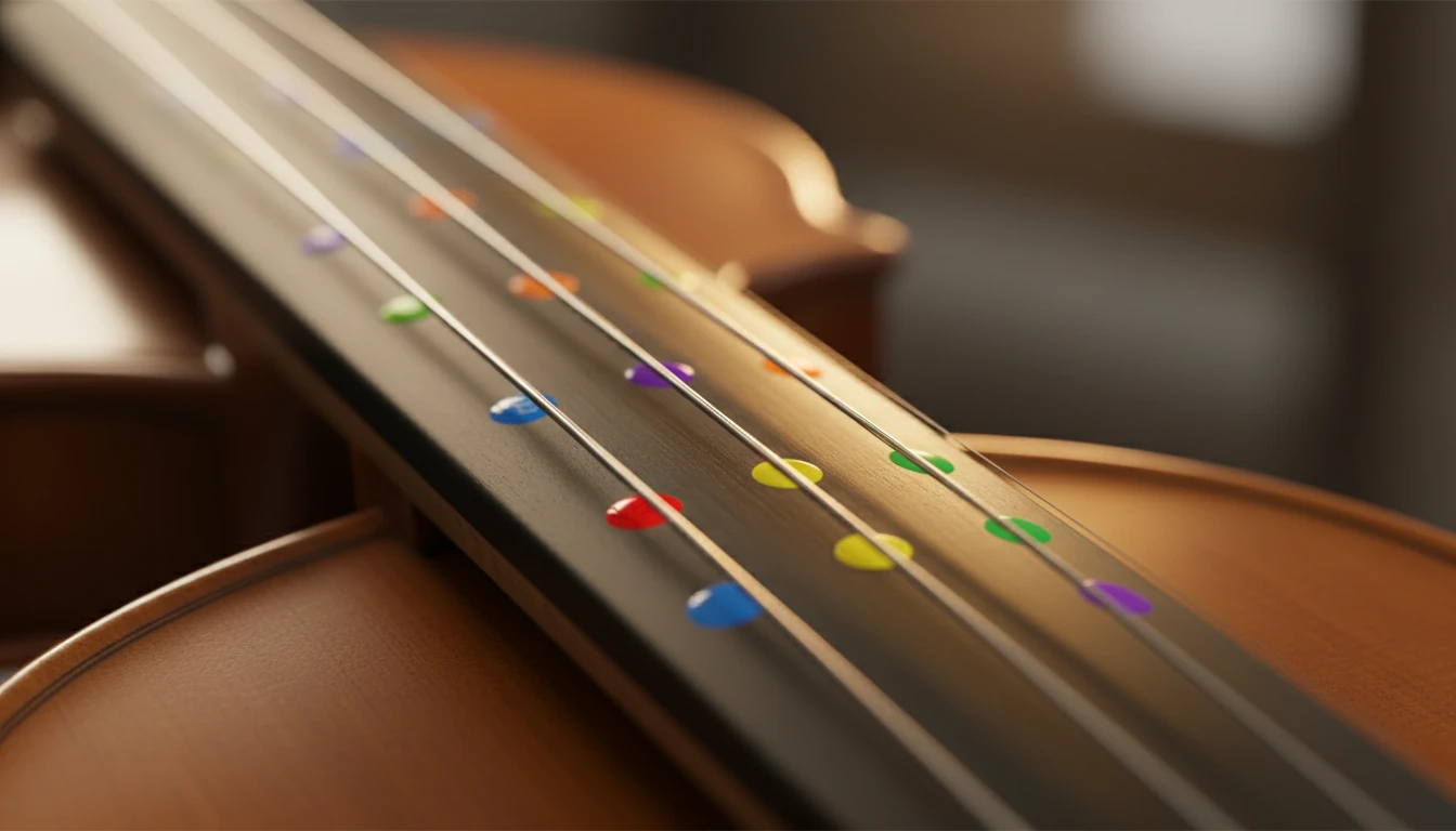 Violin fingerboard with marked notes