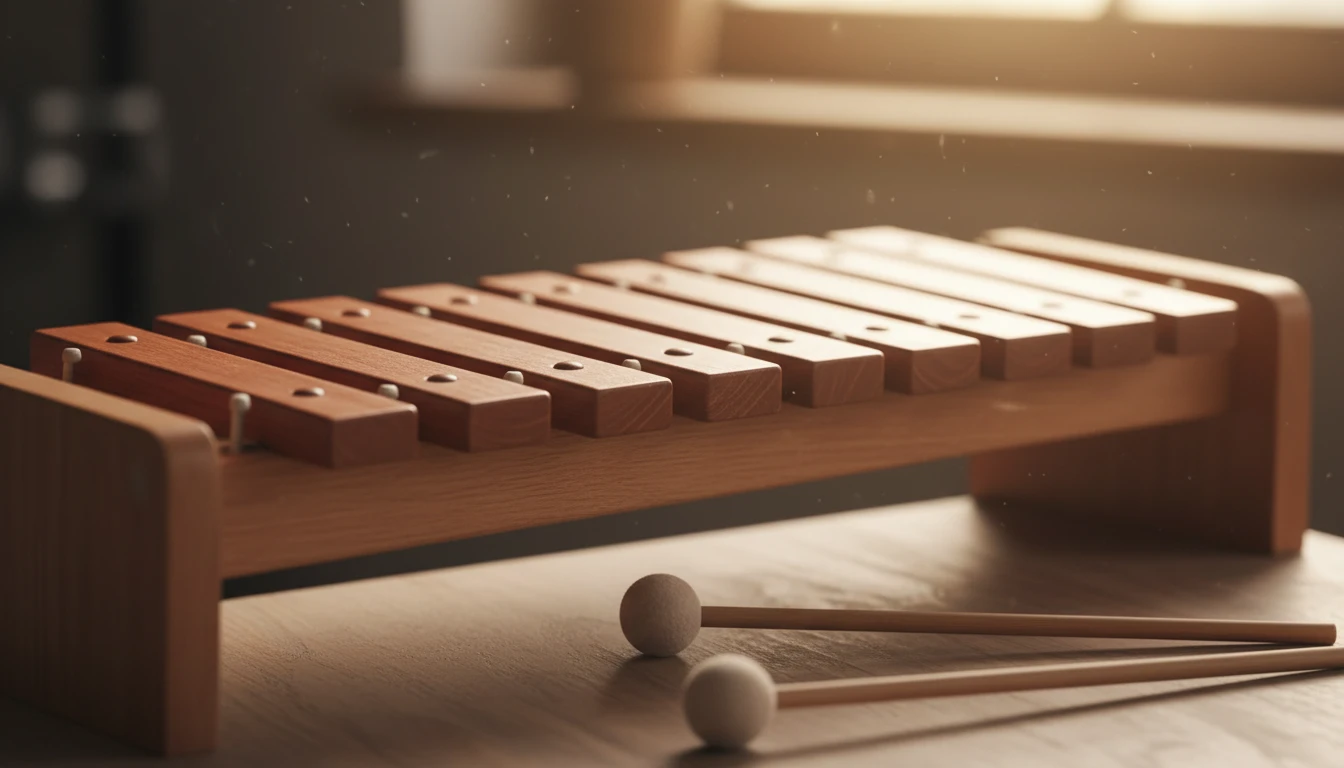 Xylophone bars arranged in a scale