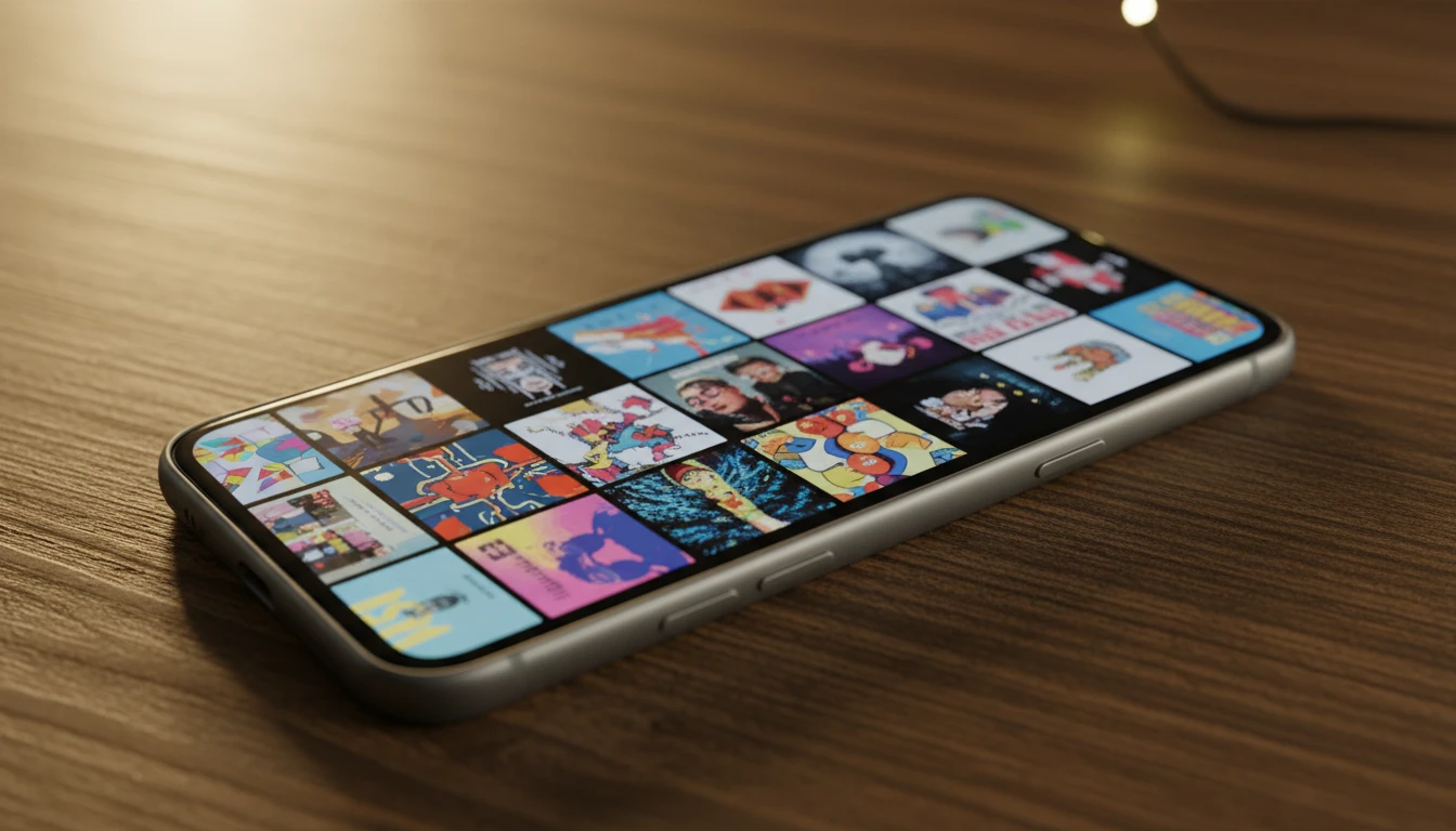 Compact device storage with a music collection