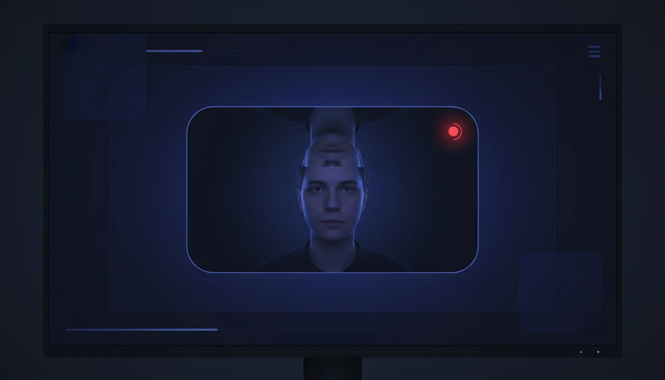Live camera preview showing a person framed in a widescreen box