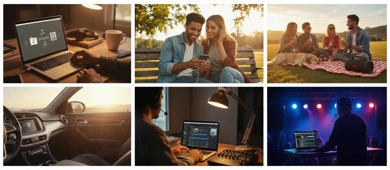 Car stereos, Bluetooth speakers, podcasters, and DJs using MP3 files
